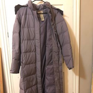 LL Bean L long puffer light purple